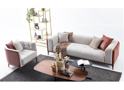 Suite moderne trois places Fauteuil Canapé en tissu gris Ensemble de canapés 3+1 places