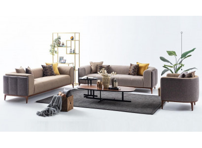 Canapé en tissu beige 4 places 3 places Fauteuil Ensemble de canapés en tissu