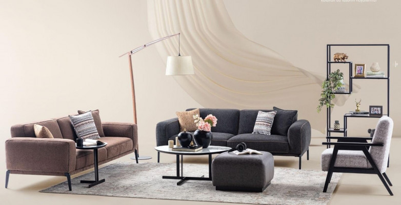 Ensemble de canapé Trois places Fauteuil Canapé Tissu Canapé en tissu multicolore Ensemble de canapé 3+3+1