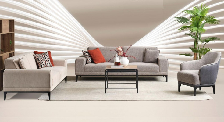 Ensemble de canapés trois places une place fauteuil canapé tissu gris ensemble de canapés en tissu 3+3+1