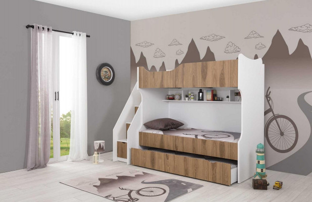 Lit d'enfant Lit superposé Lit Mobilier pour enfants Blanc Suite Moderne Enfants