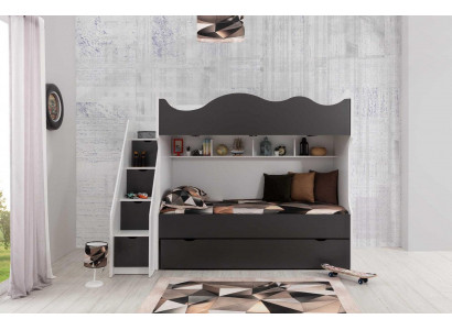 Lit superposé, Lit enfant, Mobilier pour enfants Gris, Ensemble moderne pour enfants