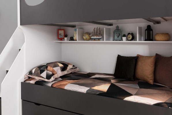 Lit superposé, Lit enfant, Mobilier pour enfants Gris, Ensemble moderne pour enfants