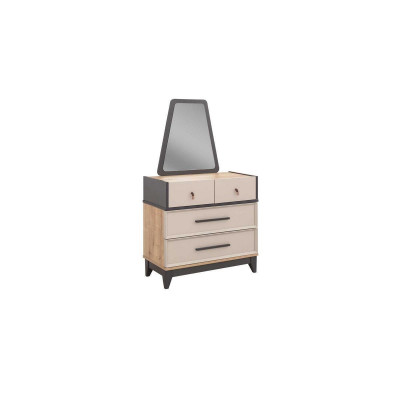 Groupe de commode avec miroir en bois, chambre d'enfant beige, console.