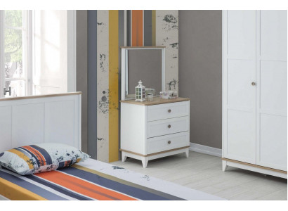 Commode avec miroir Armoire de commode en bois Chambre d'enfant Armoire blanche en bois