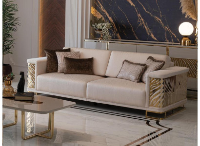 Canapé élégant 4 places nouveau design moderne couleur beige avec coussins.