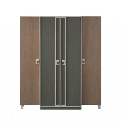 Ensemble de meubles pour enfants complet et moderne, lit pour enfants en bois gris, ensemble de 5 pièces, table de chevet.