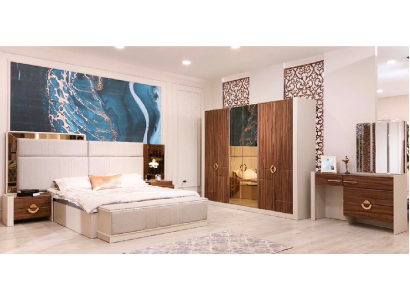 Chambre à coucher Mobilier moderne Ensemble 6 pièces Adornments designer nouveau Lit double