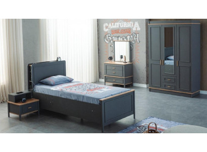 Ensemble de meubles pour enfants pour chambre d'enfants lit enfant lit enfant en bois gris ensemble 5 pièces