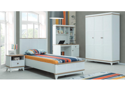 Lit de jeunesse mobilier pour enfants lit d'enfant complet en bois blanc ensemble de 4 pièces moderne