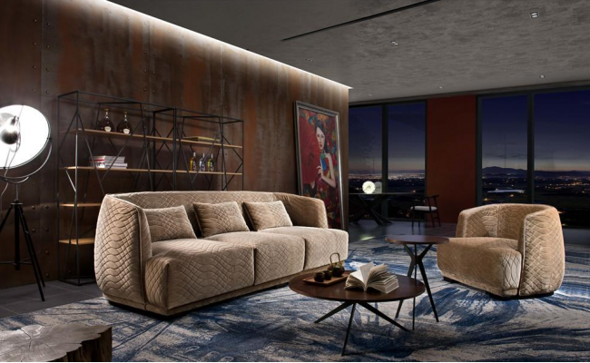 Canapé design Ensemble de canapés 3+1 places Canapé rembourré Suite de mobilier italien