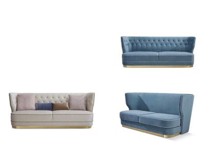 Design Luxus Couch 4-Sitzer Polster Sofa - Italienische Stil Wohnzimmer Möbel