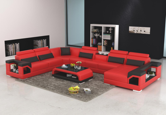 Canapé design Canapé d'angle avec tabouret Suite rembourrée Paysage vivant en forme de U