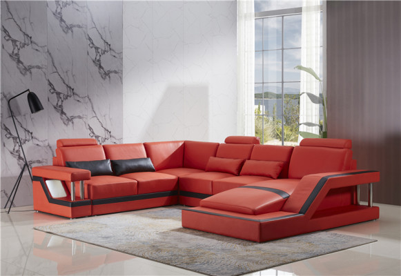 Design Canapé Luxe Canapés Canapé en Cuir Siège Sectionnel Suite Tapisserie Canapé d'Angle Rouge