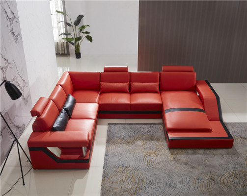 Design Canapé Luxe Canapés Canapé en Cuir Siège Sectionnel Suite Tapisserie Canapé d'Angle Rouge