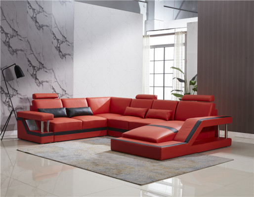 Design Canapé Luxe Canapés Canapé en Cuir Siège Sectionnel Suite Tapisserie Canapé d'Angle Rouge