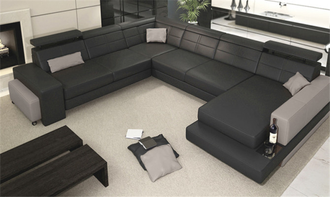 Canapé design Canapés de luxe Canapé en cuir Siège d'angle Suite d'angle Rembourrage Canapé d'angle Blanc