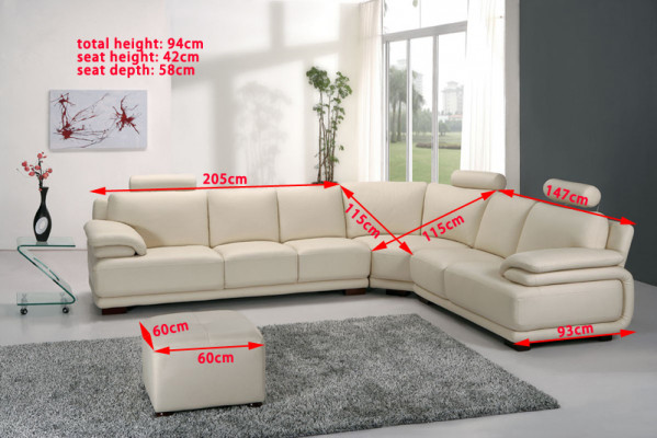 Canapés de luxe Cuir nouveau Canapé Siège Suite d'angle Rembourrage Canapé d'angle Design Canapé