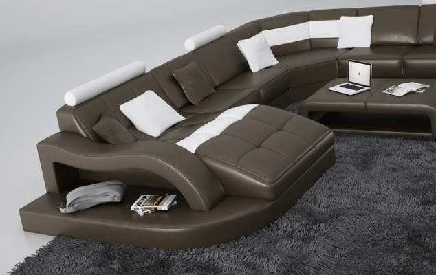 Canapé d'angle moderne en forme de U Rembourrage Siège Canapé d'angle + Table basse Complet