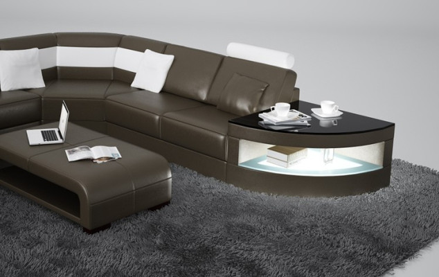 Canapé d'angle moderne en forme de U Rembourrage Siège Canapé d'angle + Table basse Complet