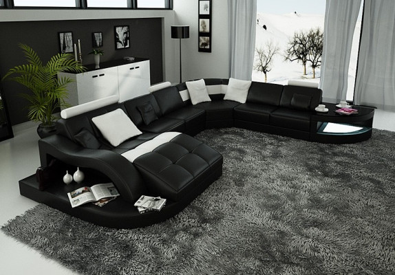 Canapé d'angle moderne en forme de U Rembourrage Siège Canapé d'angle + Table basse Complet