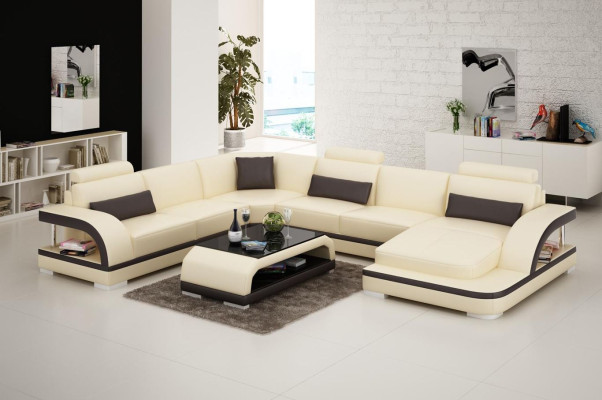 Canapé design Canapé de luxe Canapé en cuir Siège d'angle Suite d'angle Tapisserie Canapé d'angle neuf