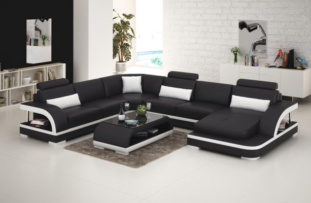 Canapé design Canapé de luxe Canapé en cuir Siège d'angle Suite d'angle Tapisserie Canapé d'angle neuf