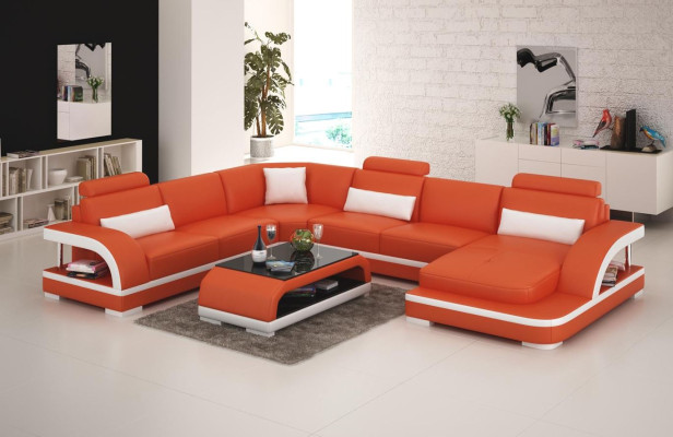 Canapé design Canapé de luxe Canapé en cuir Siège d'angle Suite d'angle Tapisserie Canapé d'angle neuf