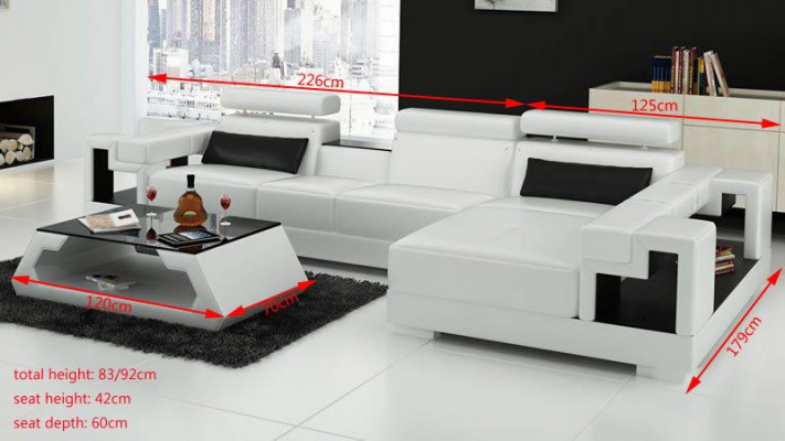 Canapé d'angle en cuir luxueux Ensemble de canapé d'angle + table basse en tissu 2 pièces.ensemble de canapé