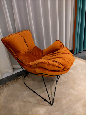 Chaise de luxe rembourrée Cocktail Relax Lounge Club Chairs Design Fauteuil Orange