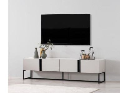 Bahut Meuble de télévision Armoire Meuble TV Table basse Salon Blanc Bois Moderne