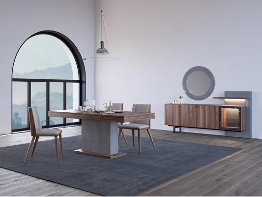 Salle à manger ensemble de table à manger 7 pièces design buffet avec miroir ameublement de luxe