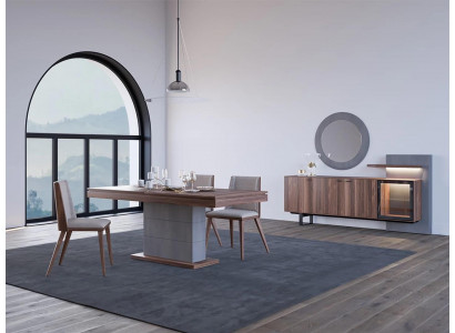 Salle à manger ensemble de table à manger 7 pièces design buffet avec miroir ameublement de luxe