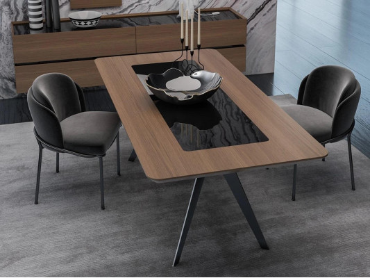 Set de salle à manger de luxe Table à manger 4 chaises Chaise en textile Ensemble de salle à manger Neuf