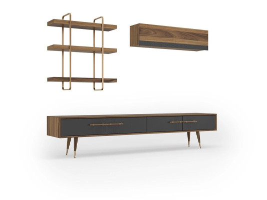 Meuble TV moderne Ensemble de design de meuble TV Mural Etagère murale de salon Armoire murale de luxe