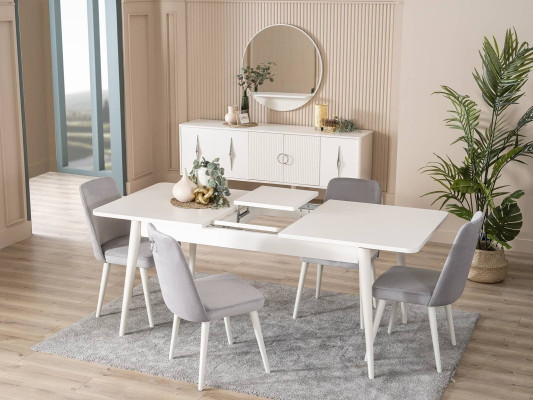 Table de salle à manger Table à manger Table Blanc Salle à manger Bois Extensible Moderne