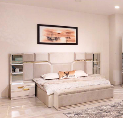 Lit double de luxe 2x Tables de chevet Chambre à coucher Mobilier design moderne