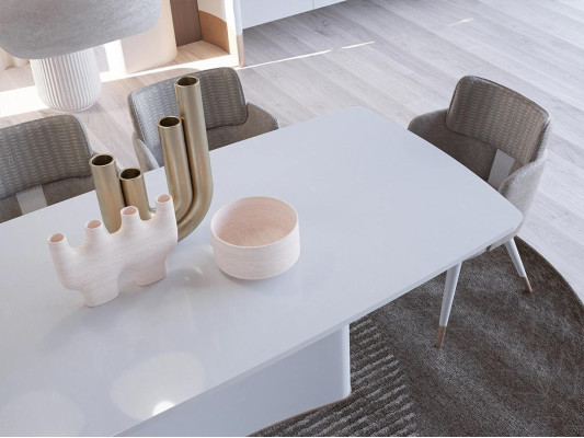 Salle à manger Design Table à manger Mobilier moderne Table blanche Nouvelles Tables de luxe 240x110
