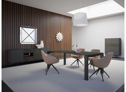 Ensemble de salle à manger Ensemble de salle à manger 8 pièces Table à manger 4x Chaises Luxe Armoire Conception Ameublement