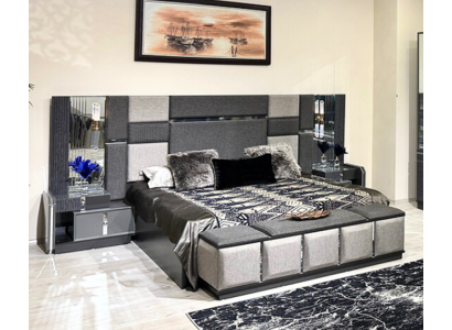Chambre de luxe Lit double 2x Tables de chevet Mobilier moderne complet