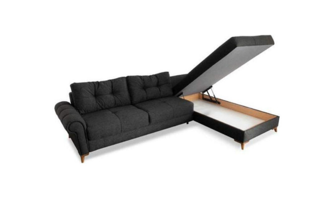 Canapé d'angle noir moderne en forme de L Canapé Salon Rembourrage Canapé d'angle neuf