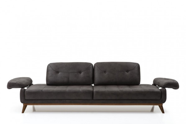 Salon élégant en suite de designer avec canapé trois places et fauteuil moderne en 2 pièces.