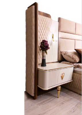 Suite chambre à coucher Lit de design de luxe 2x tables de chevet Mobilier moderne
