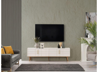 Meuble TV bas Buffet moderne Armoire blanche en bois pour salon