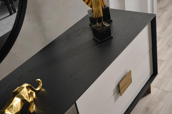 Ensemble de salon noir, buffet design, miroir de luxe, ensemble de 2 pièces, nouveau