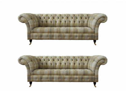 Ensemble de canapé Chesterfield design Ensemble de canapé Canapé Rembourrage en 3+3 places