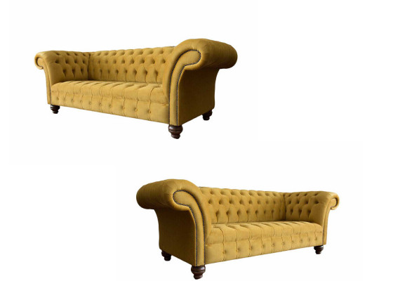 Canapé Chesterfield de luxe 2x 2 places en tissu avec des canapés modernes nouvel ensemble