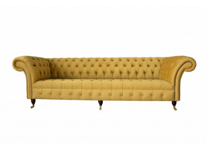 Élégant canapé design 4 places Canapé en tissu de luxe Chesterfield jaune