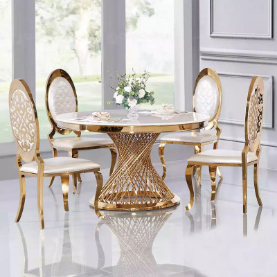 Table ronde base dorée chrome Tables rondes Tables Tables à manger de luxe 130 cm