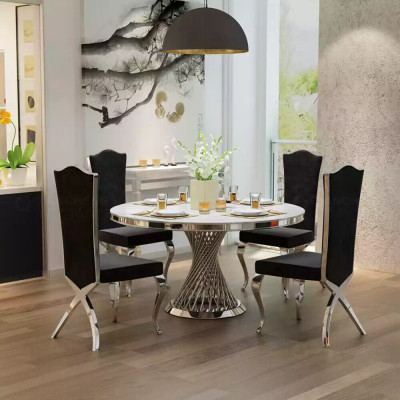 Table ronde base dorée chrome Tables rondes Tables Tables à manger de luxe 130 cm